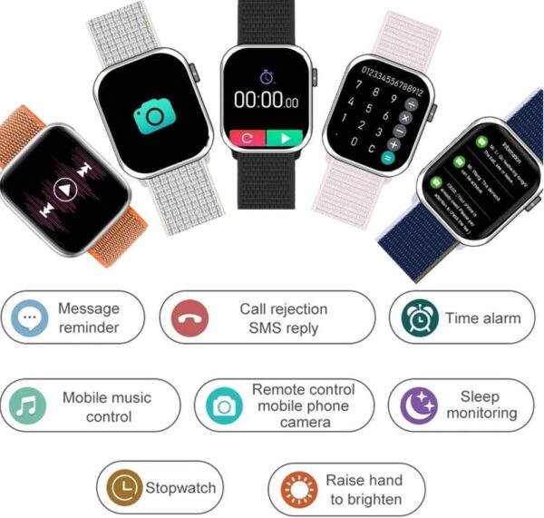 Smart Watch for Men Women for Android iOS Phones Compatible with iPhone, Smartwatches Fitness Tracker with Call/SMS/Heart Rate/Blood Oxygen Monitor/Pedometer/Nylon Sport Bands (Rose Gold)