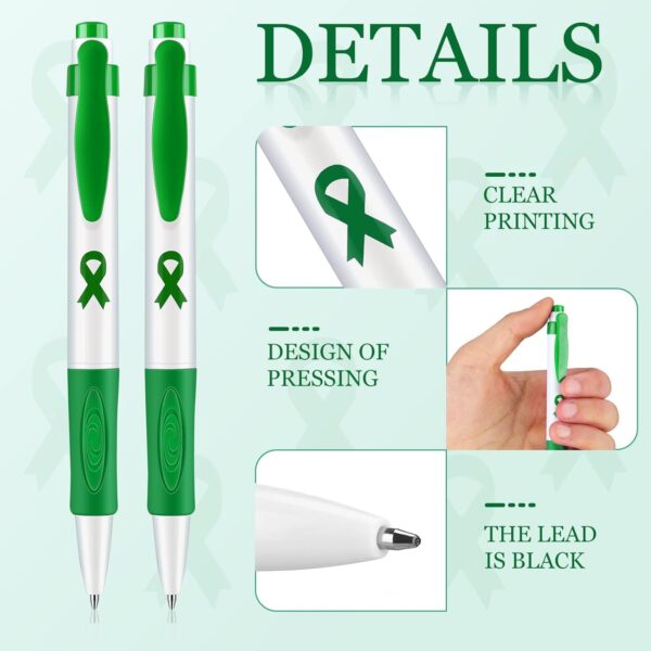 Woanger Mental Health Awareness Pen Green Ribbon Mental Health Awareness Items Retractable Ballpoint Pens Bulk Office Gifts(36 Pcs)