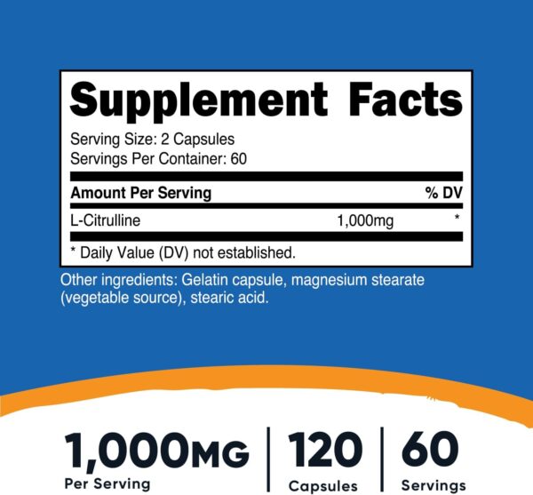 Nutricost L-Citrulline 500mg, 120 Capsules - Gluten Free, Non-GMO, 1000mg Per Serving (60 Serv)