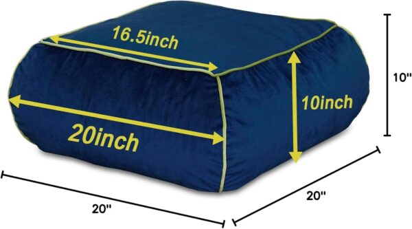 Square Floor Cushion Features Luxury Royal Blue Velvet Cover and Insert Bean Foam Filling, Versatile Use as Pouf Footstool and Ottoman Pillow in Home, Yoga Meditation Seat, and Bedroom Décor