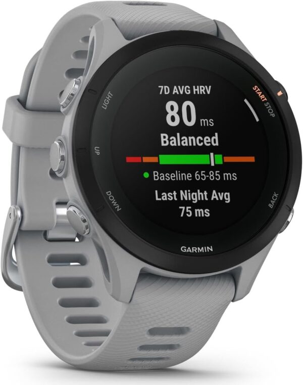 Garmin Forerunner® 255S, Smaller GPS Running Smartwatch, Advanced Insights, Long-Lasting Battery, Powder Gray , 41 MM