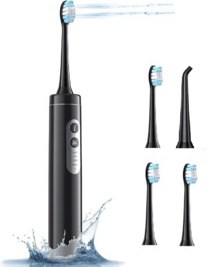 Electric Toothbrush with Water Flosser, 2 in-1 Teeth Cleaning Kit with 4 Modes, Portable for Travel and Home, Oral Dental Care Fsa Hsa