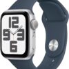 Apple Watch SE (2nd Gen) [GPS 40mm] - Silver Aluminum Case with Storm Blue Sport Band, S/M (Renewed)