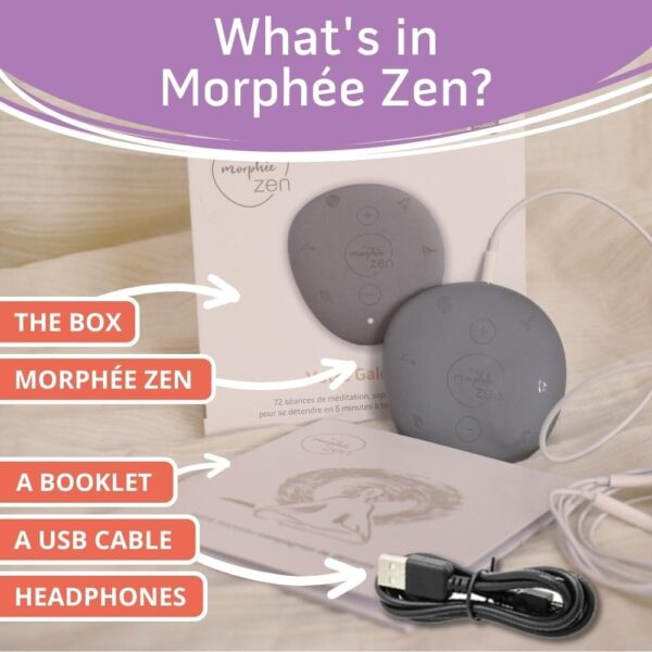 Morphée Zen | Guided Meditation Sound Device for Instant Relaxation | Enhance Well-being, Reduce Stress and find Deep Relaxation | Portable Meditation Sound Machine | 72 Sessions in 4 languages