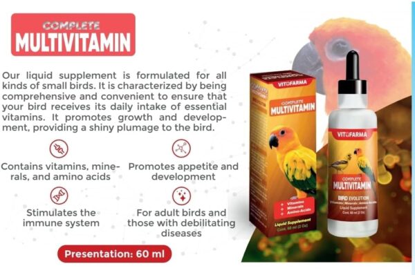 Multi-Vitamin for Birds, High-Potency Vitamin & Mineral Supplement for Pet Birds 2.0 Ounce
