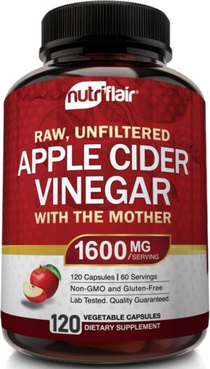 Apple Cider Vinegar Capsules with The Mother - 120 Vegan ACV Pills - Best Supplement for Healthy Weight Loss, Diet, Keto, Digestion, Detox, Immune - Powerful Cleanser & Appetite Suppressant Non-GMO