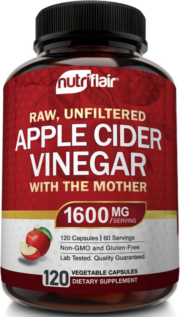Apple Cider Vinegar Capsules with The Mother - 120 Vegan ACV Pills - Best Supplement for Healthy Weight Loss, Diet, Keto, Digestion, Detox, Immune - Powerful Cleanser & Appetite Suppressant Non-GMO