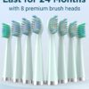 Rtauys M5 Sonic Electric Toothbrush for Adults and Kids - Rechargeable Electric Toothbrush Kids Ages 12+ and Adults with 8 Brush Heads & Travel Case, 120 Days Battery Life - Light Green