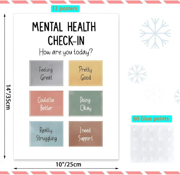 SCORYULE 12 Pcs Care Mental Health Posters, 10"x14" Mental Health Matters Poster with Glue Points, Therapy Office Decor, Counseling Office Must Haves, School Counselor Supplies, Mental Health Gifts