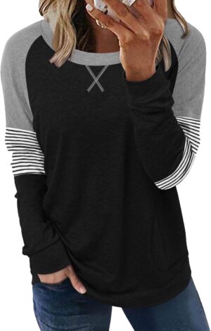 Angerella Women's Casual Loose Fit Pocket Shirts Printed Tops
