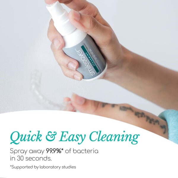 Smilesaver Retainer Cleaner Spray – Invisalign, Mouth Guard, and Denture Cleaner – Quick Oral Care for Aligner & Retainer Hygiene – Natural, Portable & Minty Fresh Oral Care Products (2oz)