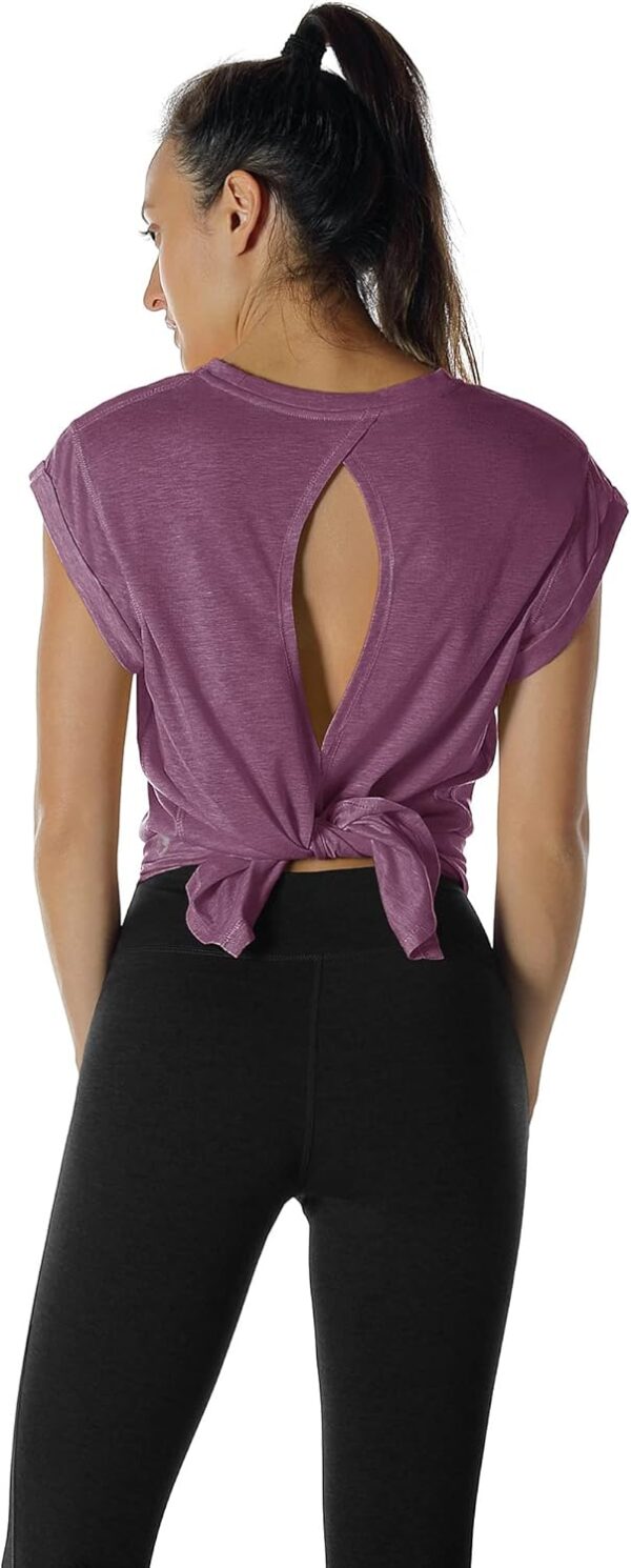 61V8FbfnPpL._AC_SL1500_.jpg icyzone Open Back Workout Top Shirts - Yoga t-Shirts Activewear Exercise Tops for Women(Pack of 2)