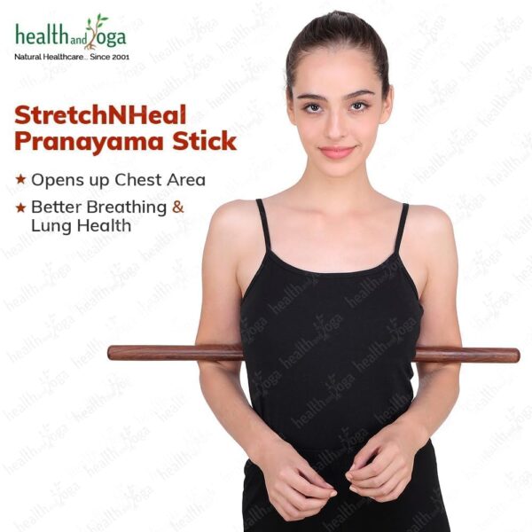 HealthAndYoga™ StretchNHeal Collapsible Multi-Use Wooden Yoga Stick - Regular and XL - Portable Posture Corrector Pole, Stretch Mobility Stick, Physical Workout Exercise Dowel