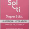 Sol-ti Organic Electrolyte Digestion + Hydration Drink Mix, Superfood Hydration Sticks, SuperStix, Non-GMO, Vegan, Dragon Fruit Lemon, 14 Sticks