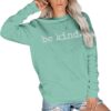 ASTANFY Be Kind Sweatshirt Womens Letter Print Pullover Long Sleeves Blessed Top Blouse