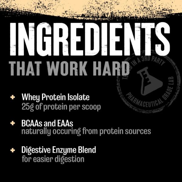 Animal Whey Isolate Protein Powder - Loaded for Pre & Post Workout Muscle Builder and Recovery with Digestive Enzymes for Men & Women - 25g Protein, Great Taste, Low Sugar - Vanilla 10 lbs