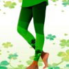 St Patricks Day Leggings for Women Shamrock Leaves Green Pant Slim Fit Tummy Control Leggings Irish Green Yoga Pants