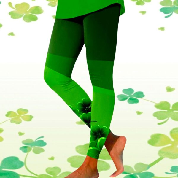 St Patricks Day Leggings for Women Shamrock Leaves Green Pant Slim Fit Tummy Control Leggings Irish Green Yoga Pants