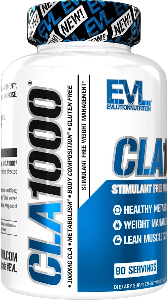 Evlution Conjugated Linoleic Acid CLA Pills - CLA 1000mg Diet Pills to Support Weight Loss Fat Burning Lean Muscle and Faster Metabolism - Stimulant-Free Safflower Based Fat Loss Support - 90