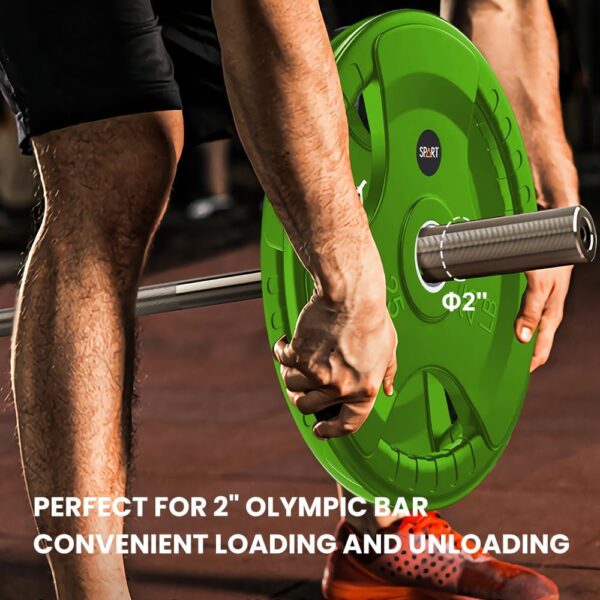 SPART 2-Inch Color Rubber Coated Olympic Grip Plate in Pairs or Single for Strength Training, Weightlifting and Bodybuilding, Solid Cast Iron Weight Plates for Barbell, 2.5LB/5LB/10LB/25LB/35LB/45LB, Two Years Warranty
