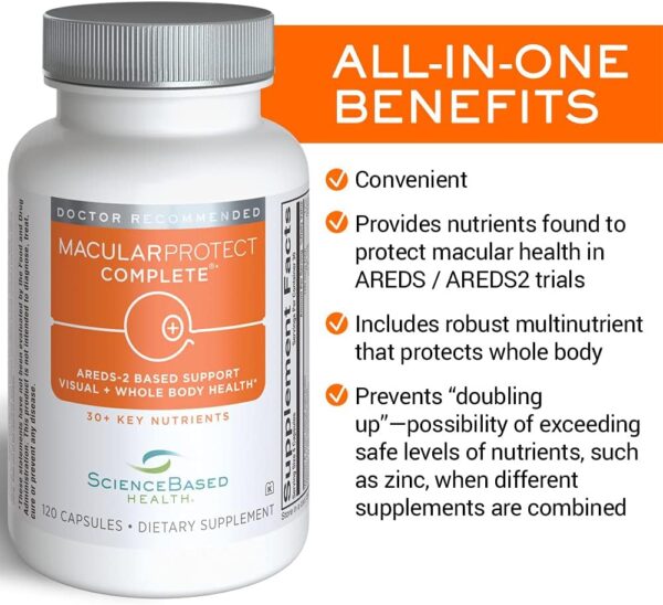 61VcmFu9yxL._AC_SL1000_.jpg MacularProtect Complete All-in-One AREDS 2 Vitamin & Mineral Supplement and Whole Body Multinutrient - 30+ Key Nutrients Protects Macular and Whole Body Health -120 Capsules