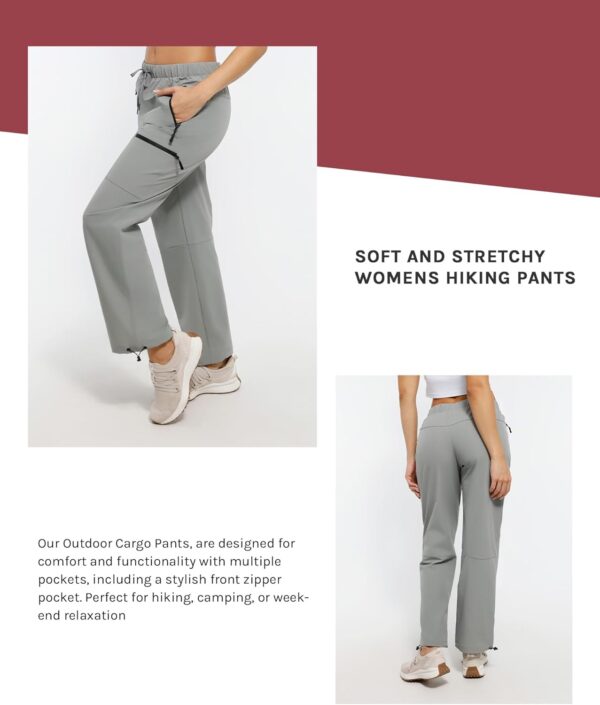 Women's Hiking Cargo Pants Quick Dry Lightweight Joggers with Multiple Zipper Pockets Adjustable Cuffs for Travel