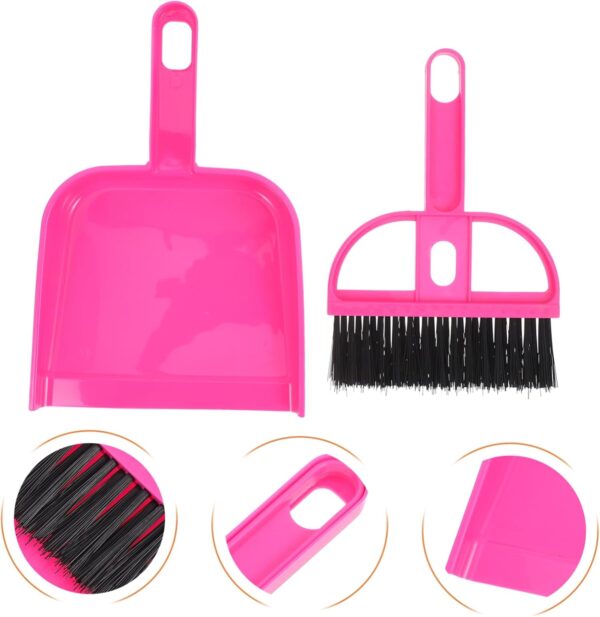 NOLITOY Mini Dustpan and Brush Set Portable Compact Dust Pan and Hand Broom for Cleaning Desktop Bed and Car Interior and Car Pet Cage Rosy
