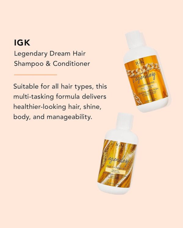 IGK LEGENDARY Dream Hair Shampoo and Conditioner Set | Healthy + Hydrated + Shine | Vegan + Cruelty Free | 8 Oz
