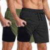 COOFANDY Men's 2 in 1 Running Shorts 2 Pack Athletic Shorts Quick Dry Gym Training Workout Shorts with Pockets