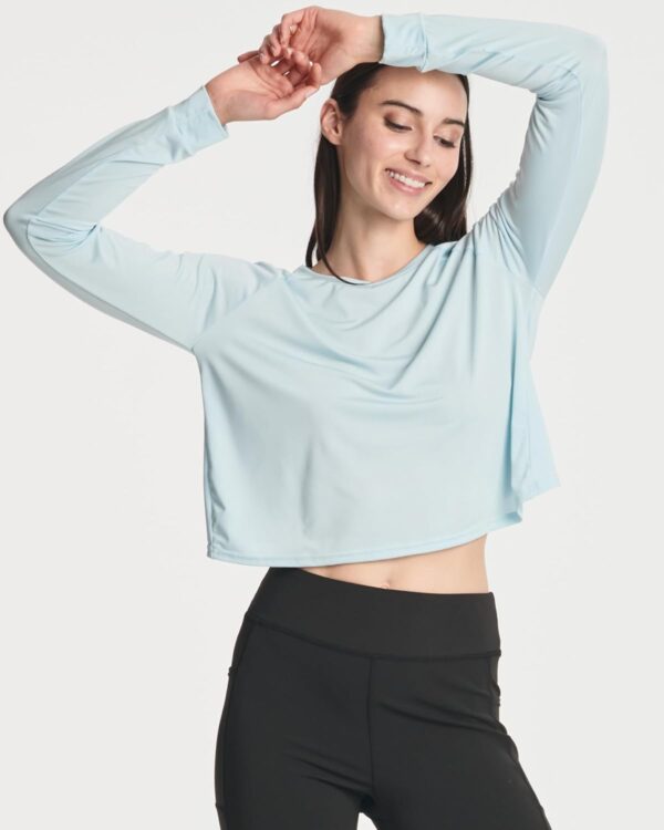 Real Essentials 4 Pack: Women's Dry-Fit Long Sleeve Petal Back Crop Top - Athletic Cropped Tee (Available in Plus Size)