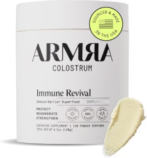 ARMRA Colostrum™ Premium Powder, Grass Fed, Gut Health Bloating Immunity Skin & Hair, Contains 400+ Bioactive Nutrients, Potent Bioavailable, Keto, Gluten & Fat Free (Unflavored | 120 Servings)