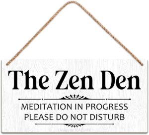 SCAZOMV The Zen Den Meditation In Progress Please Do Not Disturb Zen Den Meditation Room Wood Sign Wall Decor For Yoga Room, Studio, Home, Bedroom, Garden, Bathroom (10X5 Inch)