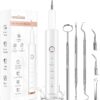 Plaque Remover for Teeth, Electric Tooth Cleaner Tartar Remover for Teeth with LED Light,4 Modes Rechargeable Teeth Cleaning Kit with Dental Tools, 2 Replaceable Heads (White A)
