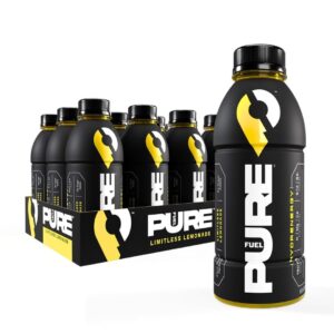 Pure Fuel Healthy Energy Drinks Limitless Lemonade - Sports Drinks - Plant Based - 180mg Natural Caffeine - 12pk x 16.9 fl oz