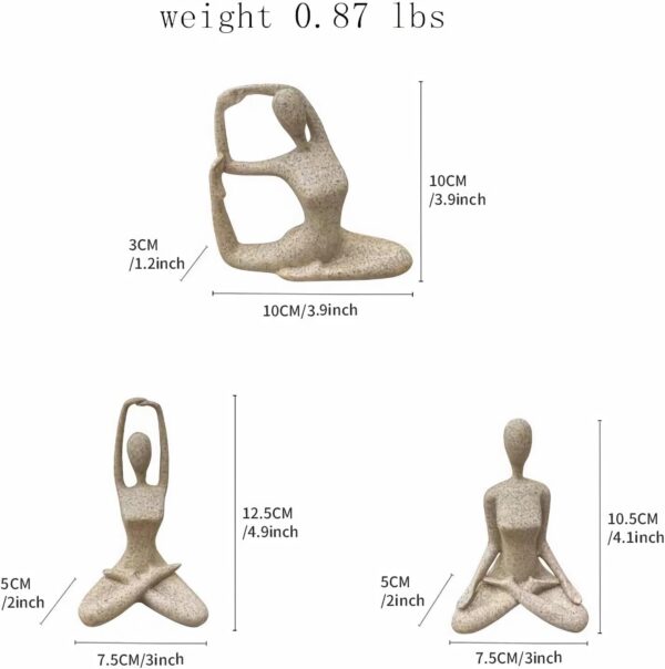 Sandstone Meditation Yoga Statues Set of 3, Resin Zen Yoga Figurines for Bookself, Home Decor, Gifts