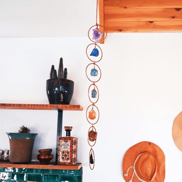 7 Crystal Gemstone Wall Hanger Decor, Large Raw Chakra Crystal Gemstones, Window Meditation Hanging Ornament, Home Decorations for Yoga Meditaion, Gifts for Christmas Ornaments/Birthday (1PC)