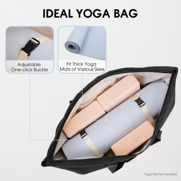 sportsnew Large Yoga Mat Bag with Shoes Compartment and Wet Pocket Ladies Pilates Gym Tote Bag with Yoga Mat Holder Strap for Women Men Workout Carrier Stuff Accessories