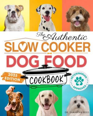 The Authentic Slow Cooker Dog Food Cookbook: Easy, Simple, Vet Approved, Nutrition-Based Home Cooked Recipes for all Breeds and Sizes Including Picky ... (Healthy Homemade Dog Food Cookbook Series)