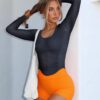 LASLULU Womens Active Long Sleeve Workout Tops Scoop Neck Athletic Yoga Gym Running Shirts Tops Cutout