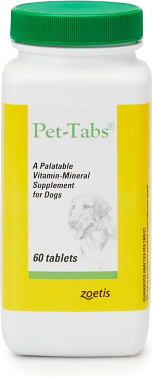 Pet-Tabs Multivitamin and Mineral Supplement for Dogs, Chewable Tablet, 60 Count Bottle