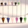 DUQGUHO 6 Pcs Crystal Pendulum Set Wiccan Accessories Divination Tools Natural Healing Crystal Quartz Colored Gemstone Pendants for Spritual Pointed Crystal Grid Reiki Meditation