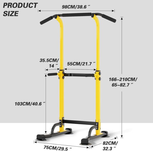 soges Power Tower Pull Up Bar Station, Free Standing Pull Up Rack Dip Station for Home Gym, Height Adjustable Home Strength Training Fitness Workout Equipment