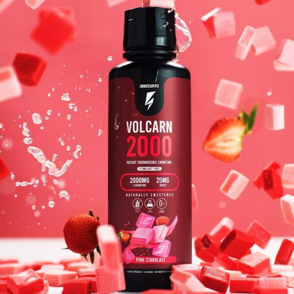 InnoSupps Volcarn 2000 - L-CARNITINE Advanced Energy Liquid | ATP Enhancer with GBEEC | Boosts Energy, Enhances Focus, Caffeine Free, No Artificial Sweeteners | 32 Servings (Pink Starblast)
