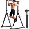 SERTT Foldable Power Tower Dip Station Pull Up Bar, Multifunction Home Gym Strength Training Equipment, Fitness Triangular Design Pullup Dip Station Rack, Support 440LBS