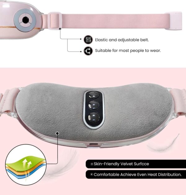 Portable Cordless Heating Pad，Heating Pad 5s Fast Heating，Heating Pads for Cramps with 3 Heat Levels and 3 Massage Modes，Menstrual Heating Pad for Women and Girl (Pink)
