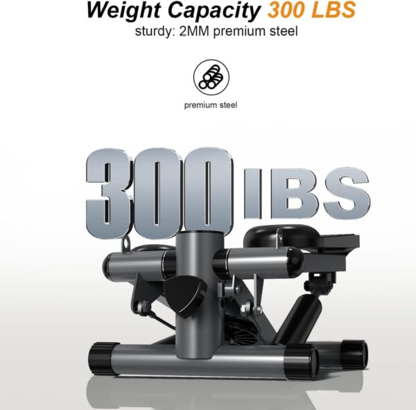 Steppers for Exercise at Home, Mini Stair Stepper with Resistance Bands Workout Equipment Up to 300LBS Loading Capacity, Hydraulic Fitness Stepper with LCD Monitor, Dark Gray