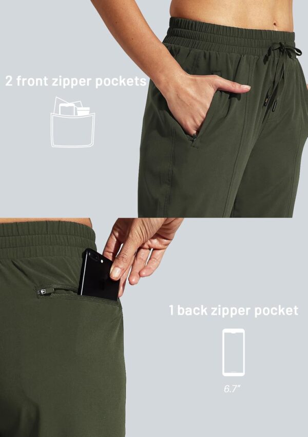 MIER Women's Lightweight Joggers Hiking Pants Quick Dry Athletic Zipper Pockets Running Pant, Water Resistant
