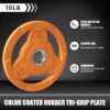 61Y3AIU6ViL._AC_SL1000_.jpg Color Coded 2-Inch Rubber Coated Olympic Grip Plate for Barbell,Solid Cast Iron Weight Plates for Strength Training,Weightlifting,Crossfit, Home Gym, 2.5/5/10/15/25/35/45 LB, Single and Pair