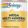Solaray Mega Multi Mineral, Daily Mineral Complex with Calcium, Iron, Magnesium, Zinc, and More in Highly Absorbable Chelated Forms, Overall Health and Immune Support, 50 Servings, 200 Capsules