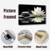LZIMU Zen Canvas Wall Art White Lotus and Black Zen Stones Bloom in Water Picture Prints for Yoga Spa Meditation Spiritual Room Bathroom Decor (Zen-1, 16"x24")